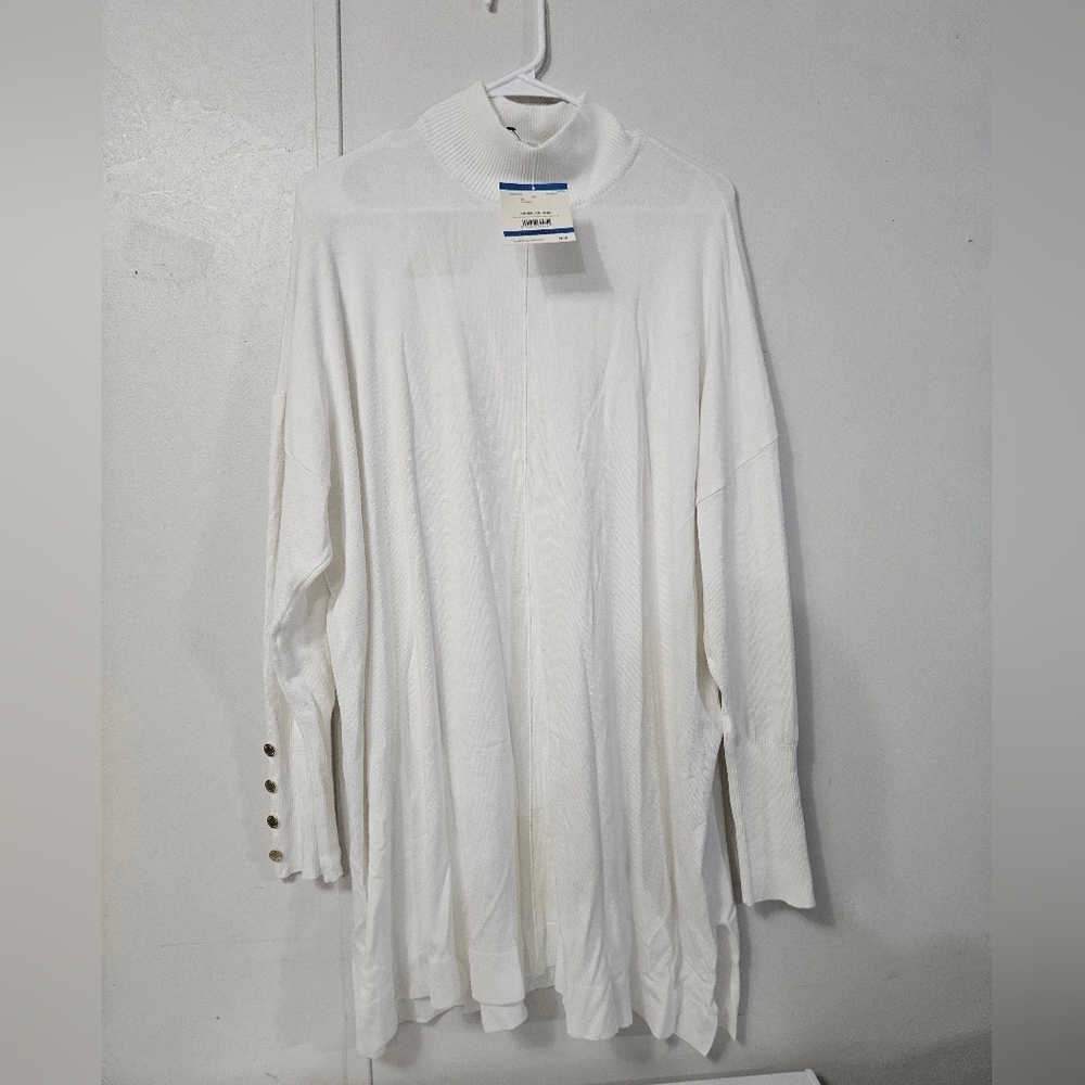 NWT! Anne Klein Ivory Sweater With Gold Button Detail!
